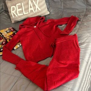 Cozy Red Hoodie and Jogger Set Red Amazon Essentials S New Sweater Drawstring
